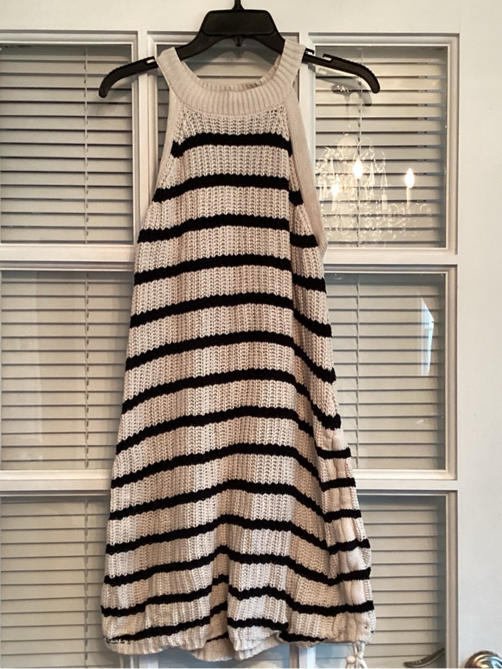 Striped Knit Midi Dress in Cream and Black - Women